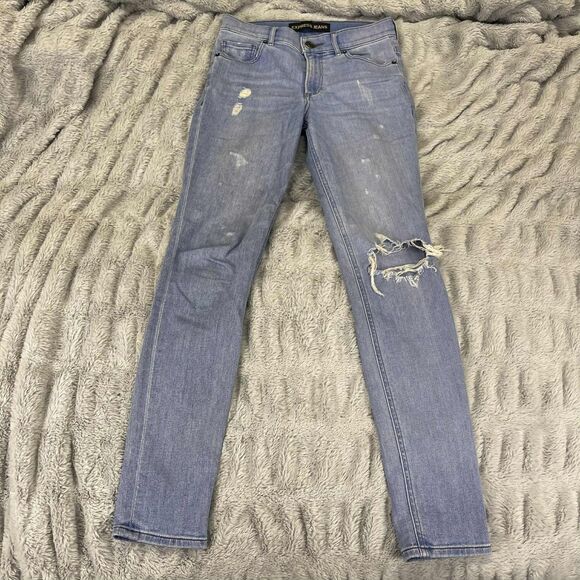 Express Jeans Women’s 0R High Rise Jegging Skinny Distressed Light Wash Denim - Picture 1 of 8